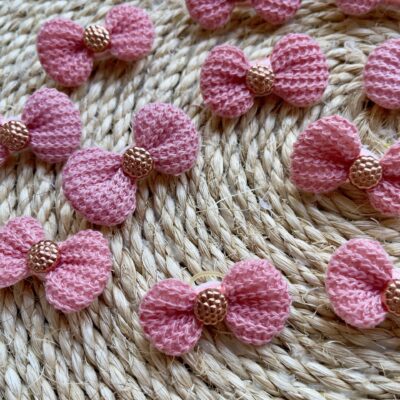 Laço crochê rosa - 10 unidades