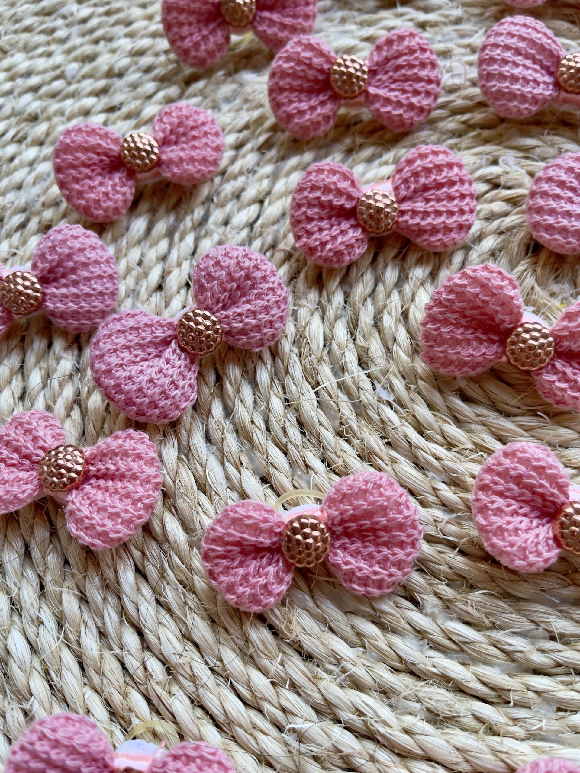 Laço crochê rosa - 10 unidades